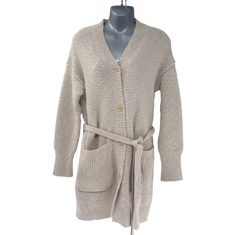 Alex Mill Cardigan Sweater Long Chunky Wheat Off White Belted Women Medium‎